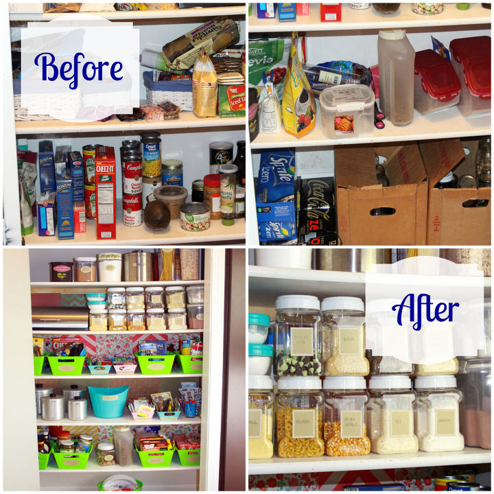 budget friendly and colorful pantry makeover, closet, organizing, repurposing upcycling, storage ideas