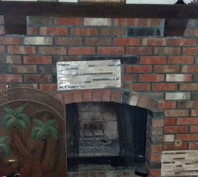 1970 s brick fireplace diy makeover, Original brick