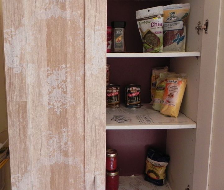 new pantry with wallpaper from walls republic, closet, painted furniture, storage ideas
