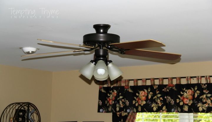 giving an outdated ceiling fan a little face lift, lighting, painting