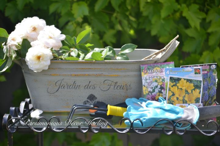 adding french country charm to an old bucket, container gardening, crafts, gardening, how to
