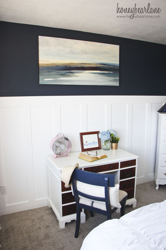 guest room makeover, bedroom ideas, lighting, painted furniture, reupholster, wall decor