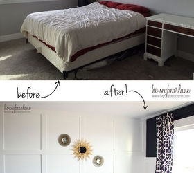 guest room makeover, bedroom ideas, lighting, painted furniture, reupholster, wall decor