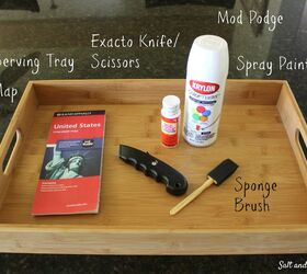 road map serving tray, crafts, decoupage, how to, repurposing upcycling