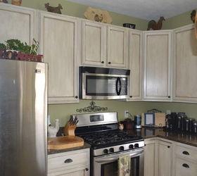 white glazed painted cabinet transformation, kitchen cabinets, kitchen design, painting
