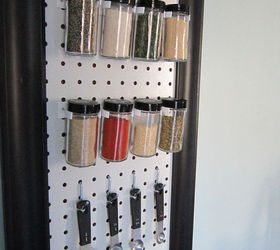peg board spice rack, diy, organizing, storage ideas