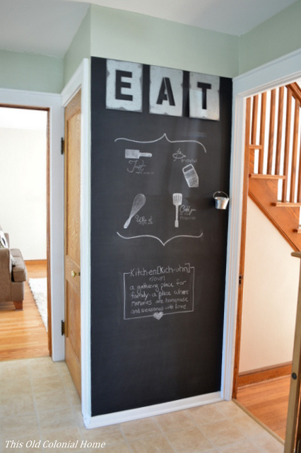 industrial chalkboard wall for the kitchen, chalkboard paint, crafts, kitchen design, wall decor