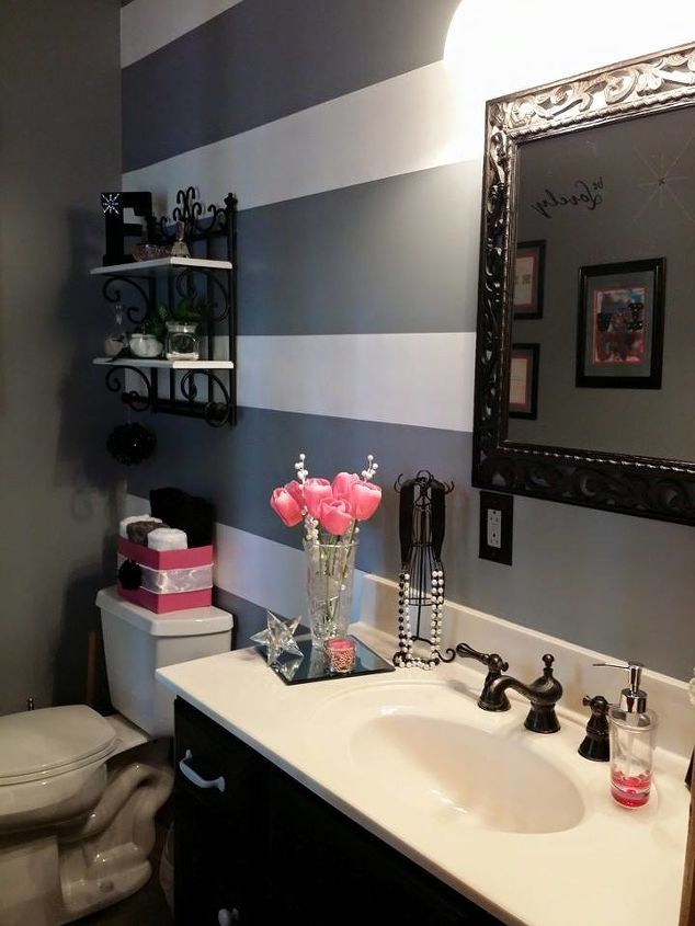 painted stripes in my bathroom makeover, bathroom ideas, how to, painting