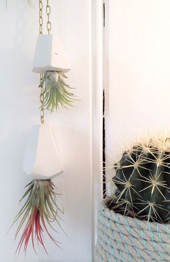 diy geometric airplant hanging planters, container gardening, gardening, home decor, how to