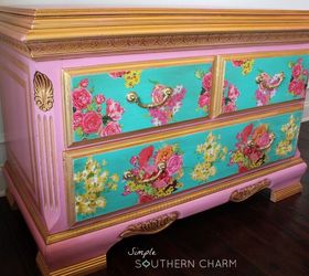 pink floral dresser, decoupage, painted furniture