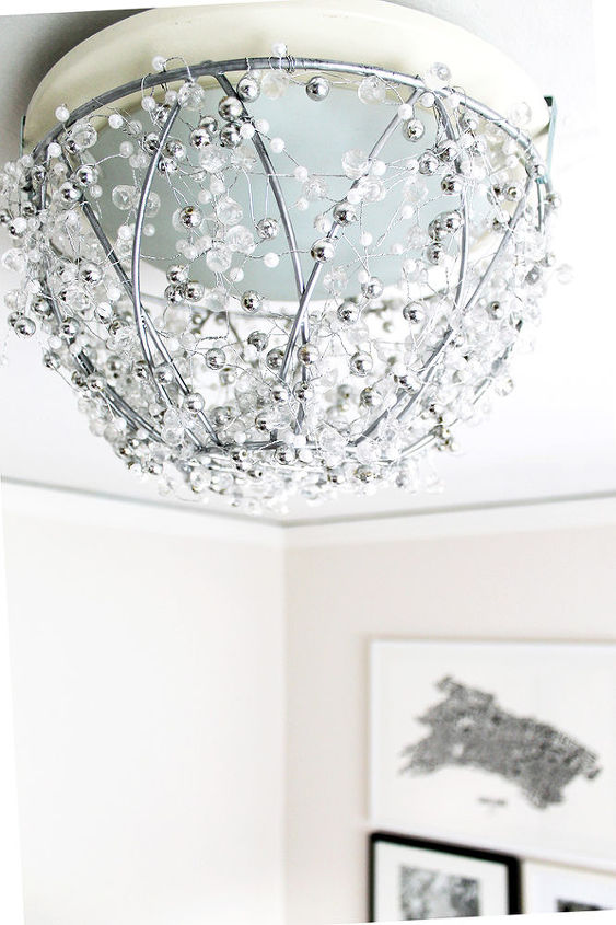diy chandelier from a hanging plant basket
