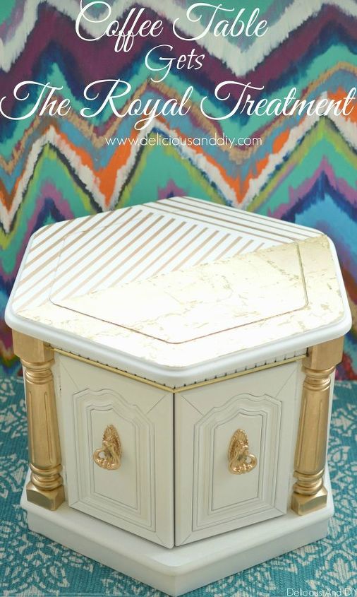 coffe table goes gold, painted furniture, repurposing upcycling