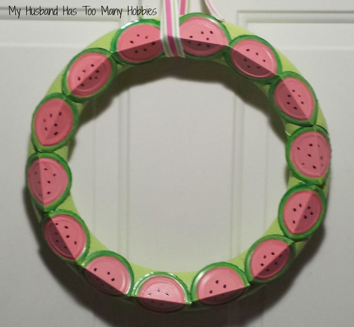 watermelon wreath upcycle, crafts, how to, repurposing upcycling, wreaths