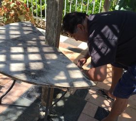 nueva mesa de patio a partir de una vieja