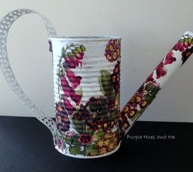 recycle veggie can into a watering can flowerpot, container gardening, crafts, decoupage, how to, repurposing upcycling