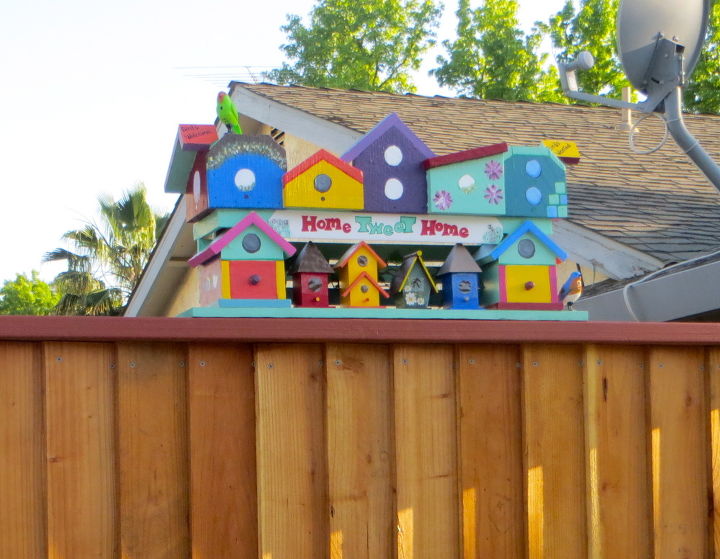my birdhouse find is done called birdhouse condo of many colors, crafts, gardening, outdoor living, pets animals, repurposing upcycling, The finished project