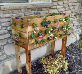 pallet planter box for cascading flowers, container gardening, flowers, gardening, how to, pallet, repurposing upcycling