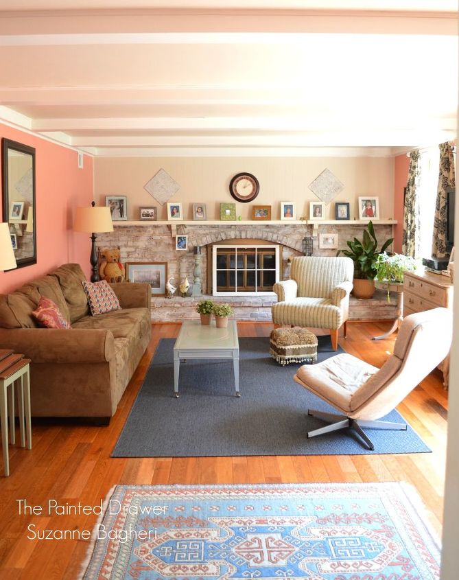 taking the plunge a family room in passion fruit, fireplaces mantels, living room ideas, paint colors, repurposing upcycling