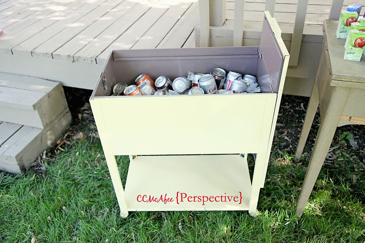 file cabinet turned beverage caddy, outdoor furniture, outdoor living, painted furniture, repurposing upcycling