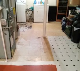 painted vinyl basement floor, basement ideas, flooring, home improvement, painting