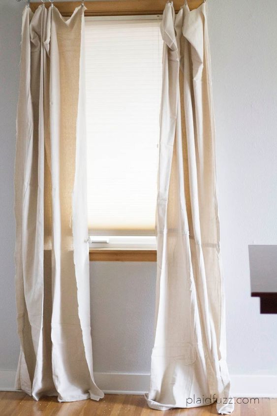 5 minute drop cloth curtains, how to, repurposing upcycling, reupholster, window treatments, windows