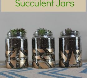 gold painted succulent jars, container gardening, crafts, flowers, gardening, mason jars, repurposing upcycling, succulents