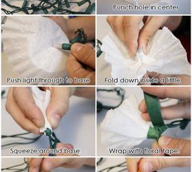 coffee filter twinkle lights, crafts, how to, repurposing upcycling