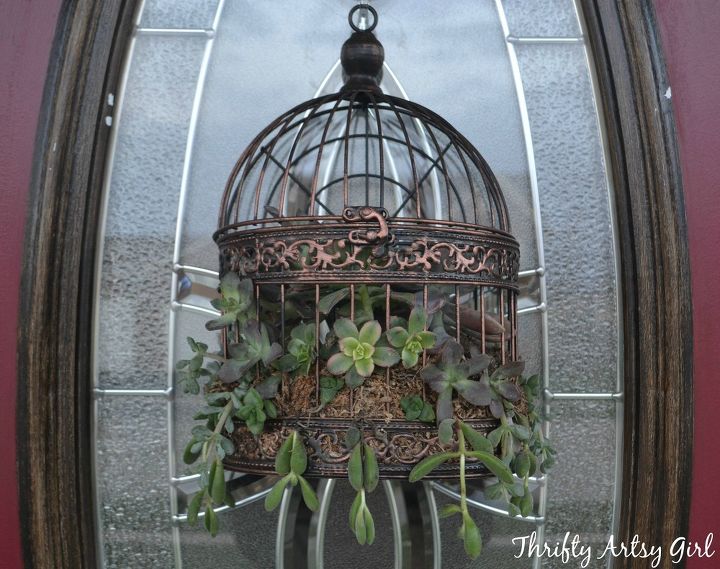 how to make a succulent birdcage wreath, crafts, flowers, gardening, how to, repurposing upcycling, succulents