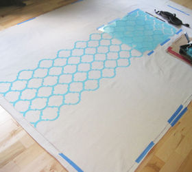 stenciling drop cloth curtain panels using the moroccan dream stencil, crafts, how to, repurposing upcycling, wall decor, window treatments, windows