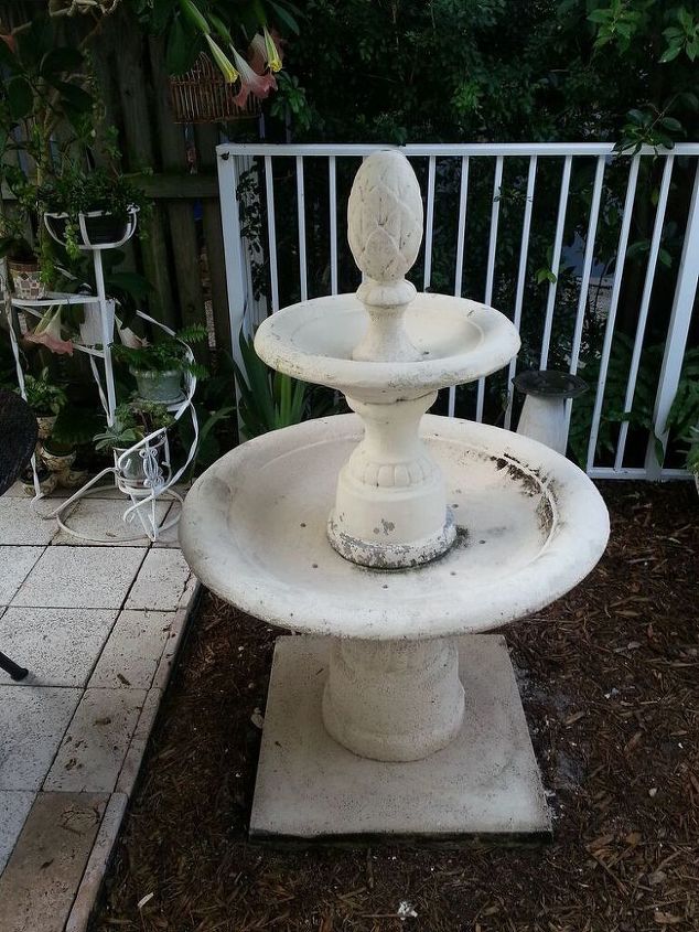from fountain to planter, Stacked and reinforced and almost clean