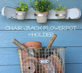 re purposed chair back flowerpot holder, container gardening, crafts, gardening, how to, repurposing upcycling