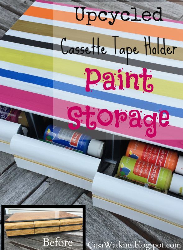 paint storage from upcycled cassette tape holder, crafts, repurposing upcycling, storage ideas