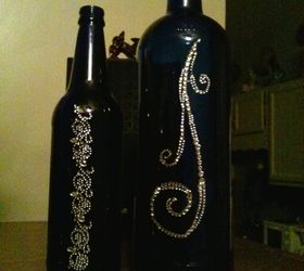 decorated liquor bottles, crafts, how to, repurposing upcycling, sky vodka bottles with applique
