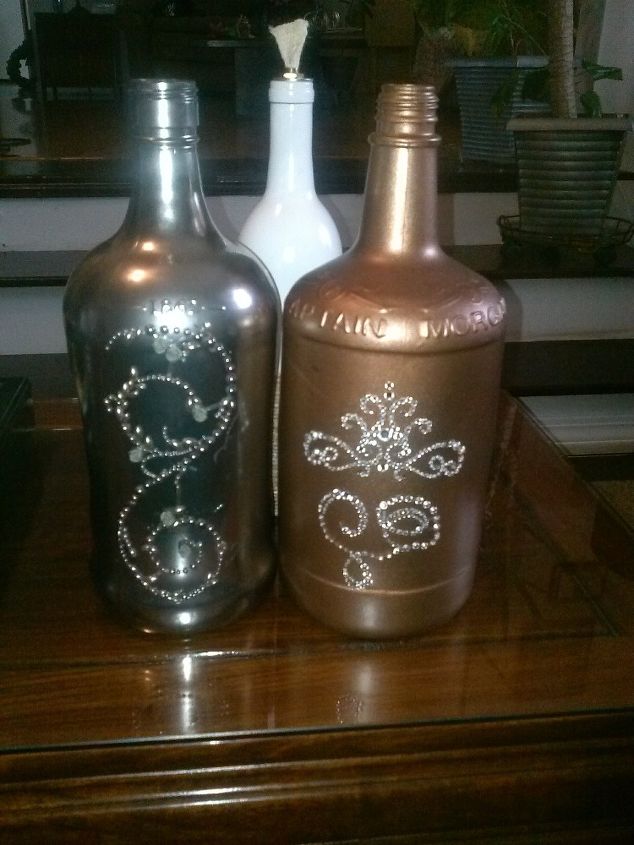 decorated liquor bottles, crafts, how to, repurposing upcycling