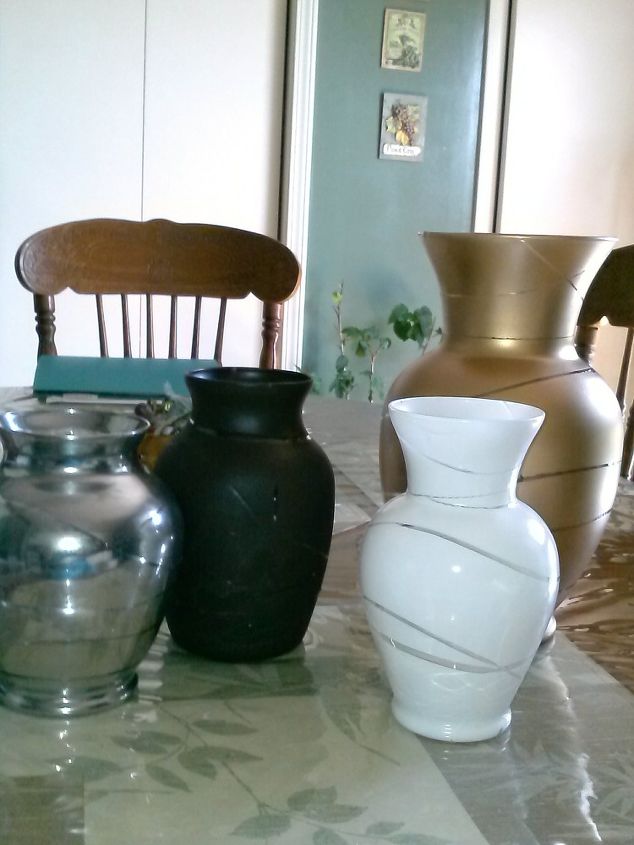 rubber band spray painted vases, crafts, how to, Great to give as gifts