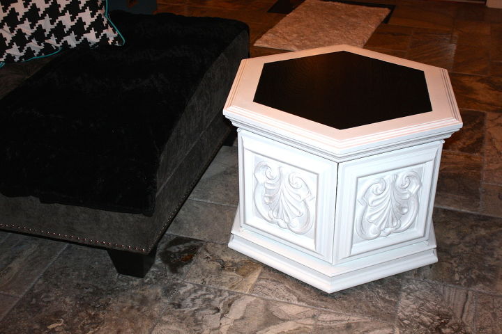 vintage hexagon end table gets new life, painted furniture