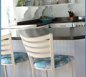 cafe castaways became beach bar stools, painted furniture, reupholster