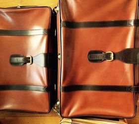 q old leather suitcases, crafts, repurposing upcycling, Two of the same 1 slightly bigger