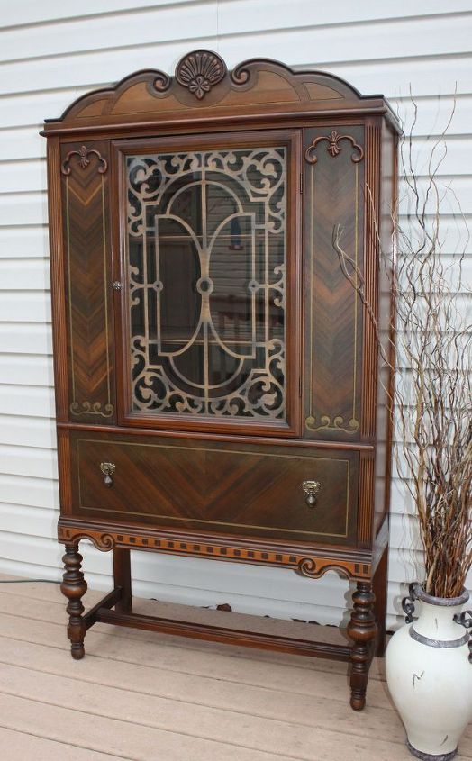 blue white vintage china cabinet, chalk paint, painted furniture, repurposing upcycling