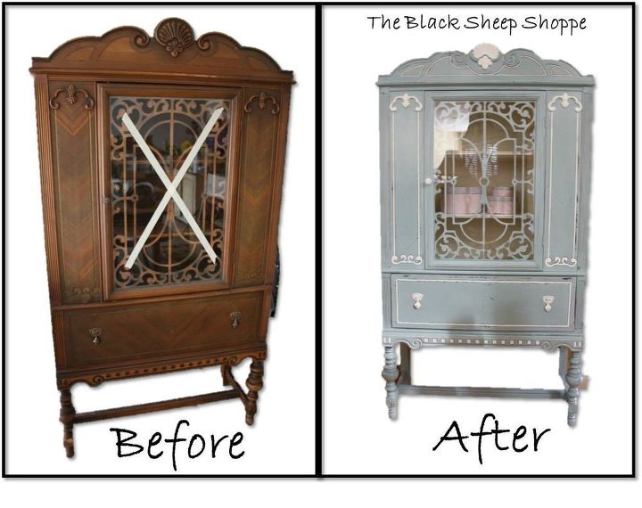 Blue & White Vintage China Cabinet Hometalk blue white vintage china cabinet, chalk paint, painted furniture, repurposing upcycling - Blue & White Vintage China Cabinet Hometalk
