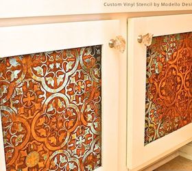 How to Stencil a Rustic Patina Pattern on Bathroom Cabinets