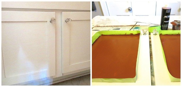 how to stencil a rustic patina pattern on bathroom cabinets