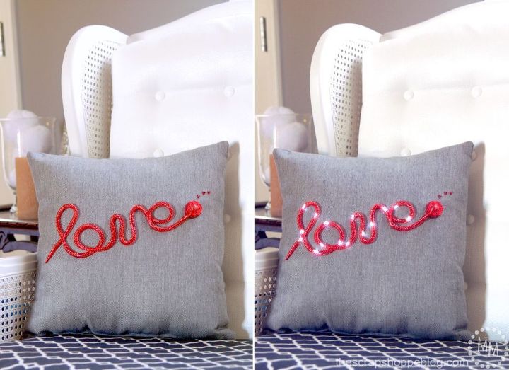 diy marquee pillow, crafts, how to, repurposing upcycling, reupholster
