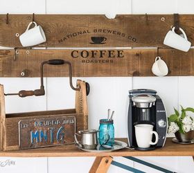 an instant old sign coffee station to fill your caffeine fix, crafts, kitchen design, repurposing upcycling, woodworking projects