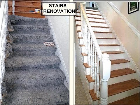 diy stairs reno from carpet to wood look, stairs, reupholster