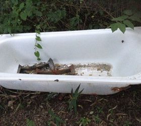q what can i do with my old leaking bath tub, bathroom ideas, repurposing upcycling