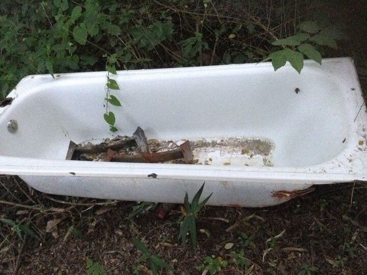 q what can i do with my old leaking bath tub, bathroom ideas, repurposing upcycling