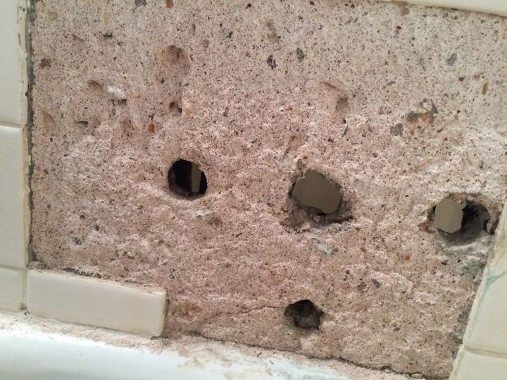 q does my concrete wall behind the tile look okay to you, concrete masonry, home improvement, home maintenance repairs