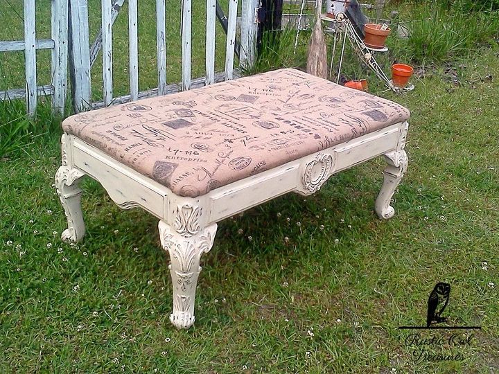 old coffee table turned into a bench, chalk paint, painted furniture, repurposing upcycling, shabby chic, After