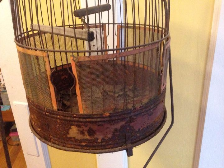 q how do i help this rusty vintage birdcage, crafts, repurposing upcycling